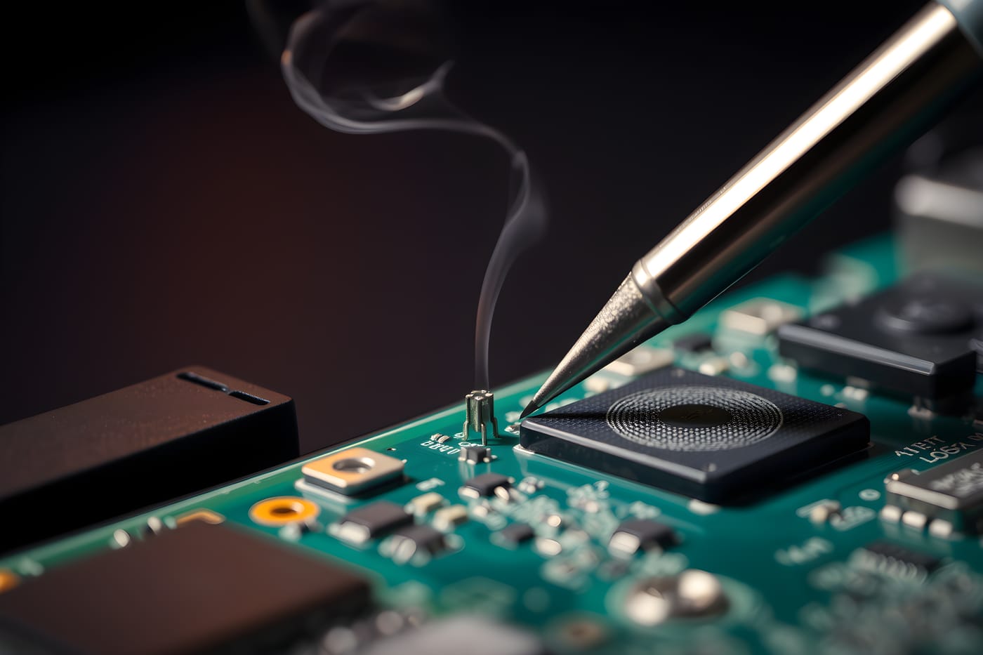 Micro-soldering a component on a laptop circuit board